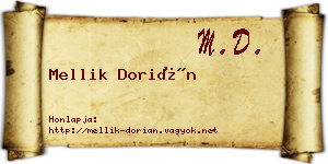 Mellik Dorián névjegykártya